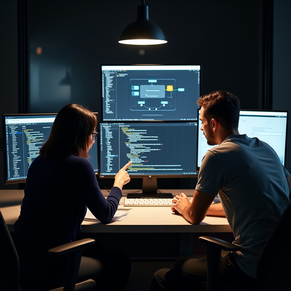 Team di sviluppo software che analizza i flussi operativi di un autonoleggio